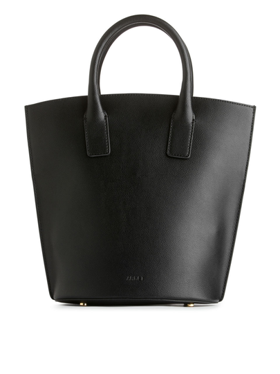 Leather Bucket Bag - Black