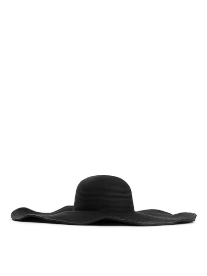 Wide Brim Straw Hat - Black