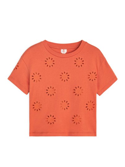 Embroidered T-Shirt - Orange