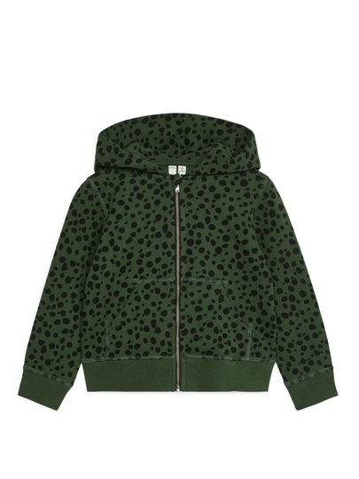 Printed Zip Hoodie - Green