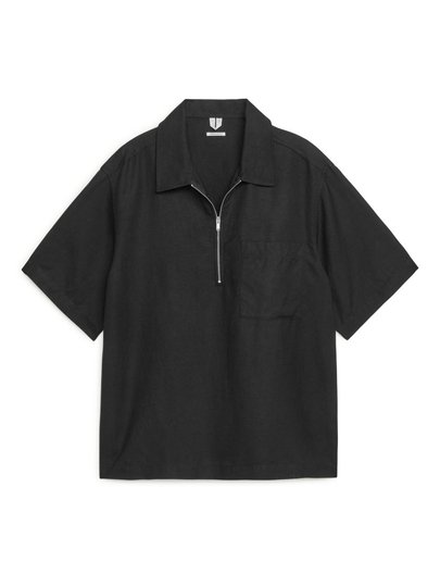 Half-Zip Short-Sleeved Shirt - Black
