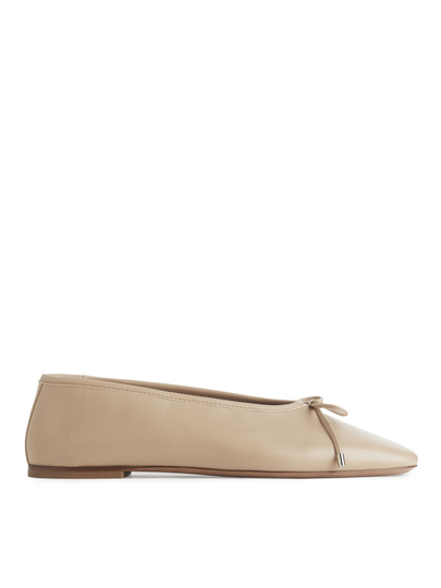 Leather Ballet Flat - Beige