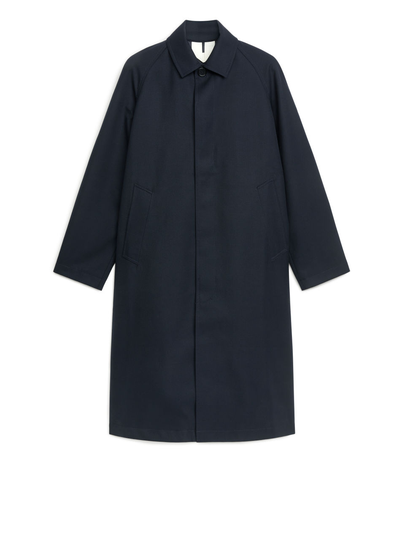 Wool Twill Overcoat - Blue