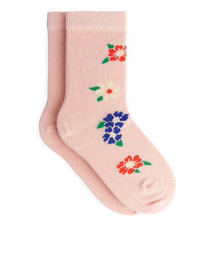 Jacquard Socks, 2 Pairs - Orange