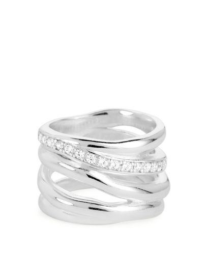 Silver-Plated Rhinestone Ring - White