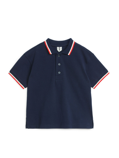 Cotton Piqué Polo Shirt - Blue