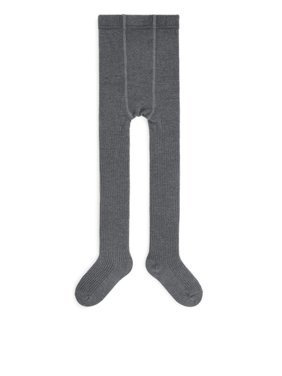 Wool Rib Tights - Grey
