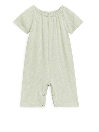 Natural Dye Rib Jumpsuit - Green