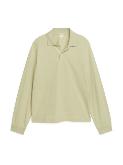 Long-Sleeved Piqué Polo Shirt - Yellow