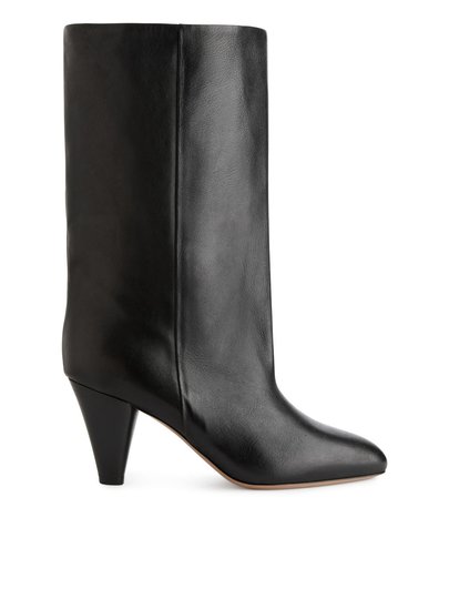 Mid-High Wide-Shaft Boots - Black