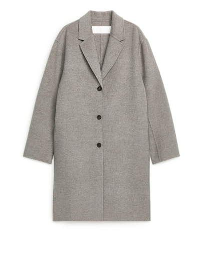 Double-Face Wool Coat - Brown