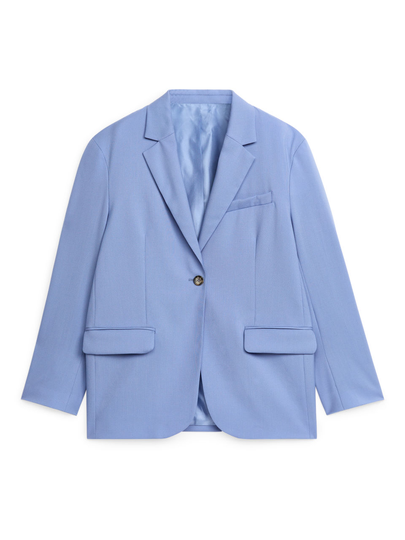 Oversized Wool Hopsack Blazer - Blue
