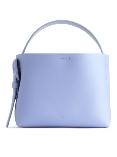 Rigid Leather Crossbody Bag - Blue