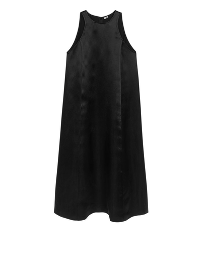 Satin Slip Dress - Black