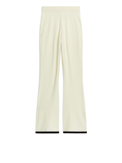 Flared Bouclé Trousers - Beige