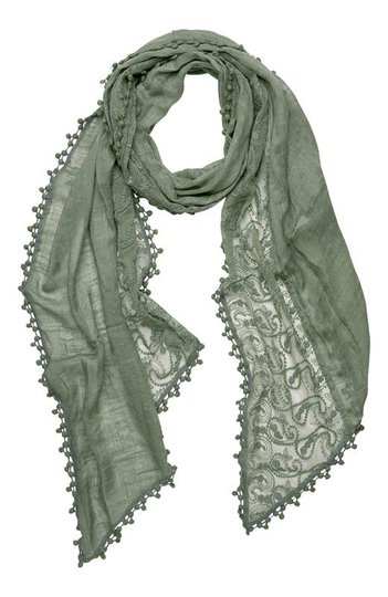 Cellbes Scarf med spets Khakigrön