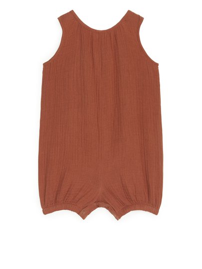 Organic Cotton Cheesecloth Jumpsuit - Orange