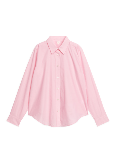 Straight Cut Poplin Shirt - Pink