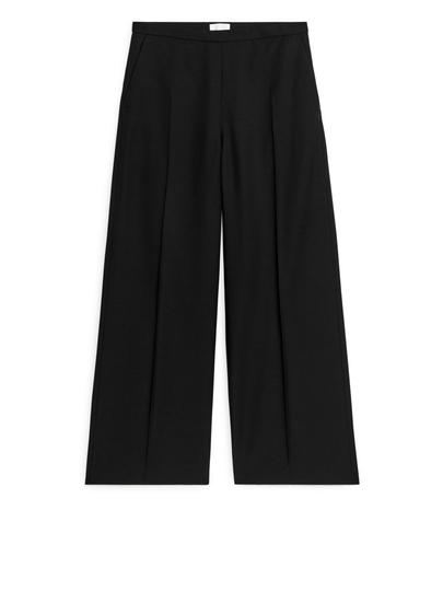 Fluid Wide-Leg Trousers - Black