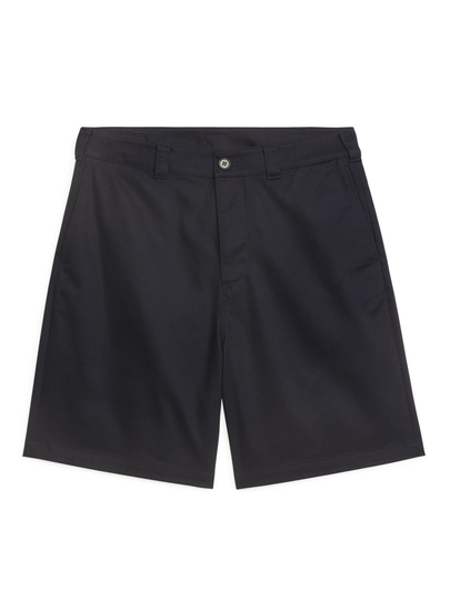 Relaxed Cotton Twill Shorts - Blue