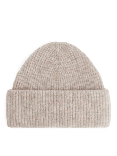 Fold-Up Alpaca Merino Beanie - Beige
