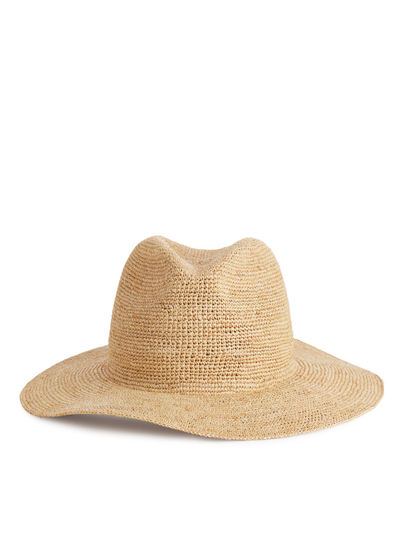 Straw Fedora Hat - Beige
