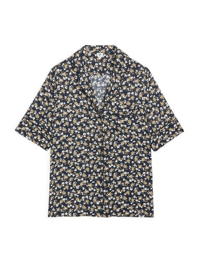 Floral Satin Blouse - Blue