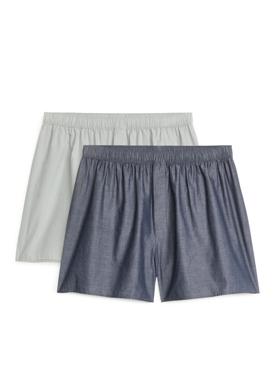 Woven Cotton Boxers, Set of 2 - Grey