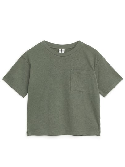 Loose Fit Linnen Blend T-Shirt - Grey