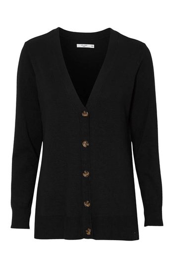 Cellbes Finstickad cardigan med v-ringning och knappar Svart