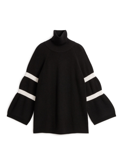 Wool Cotton Blend Jumper - Black