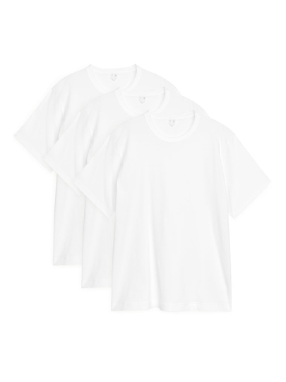 Lightweight Cotton T-shirt, Set of 3 - White