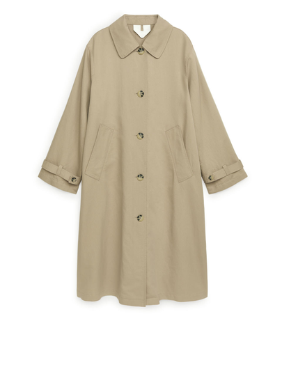 Oversized Linen Blend Coat - Beige