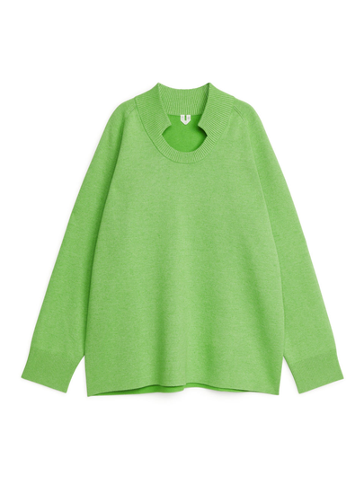Double-Knit Oversized Jumper - Green