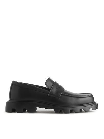 Chunky Leather Loafers - Black
