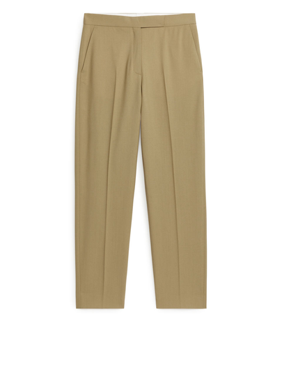 Hopsack Wool Trousers - Beige