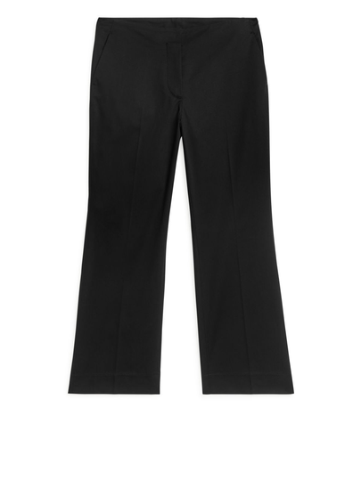 Cropped Cotton Stretch Chinos - Black