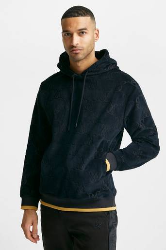 SIKSILK Hoodie Devore Velvet Overhead Hoodie Svart