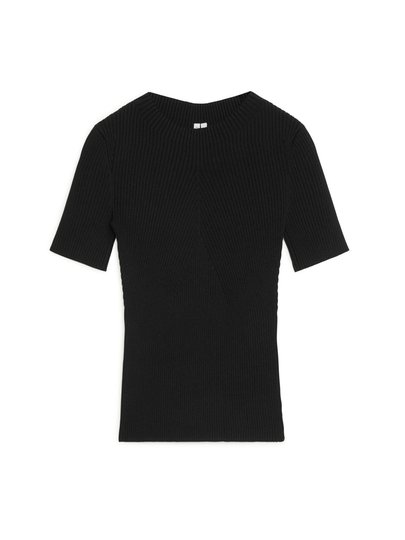 Ribbed Mockneck Top - Black