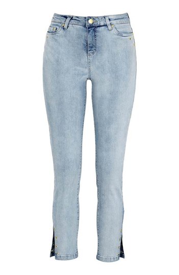 Cellbes Stretchjeans med guldfärgad öljettdekor Ljusblå Denim