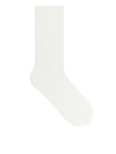 Supima Cotton Rib Socks - White