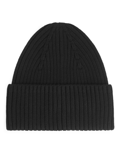 Rib Knit Beanie - Black