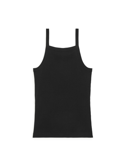 Rib Strap Top - Black