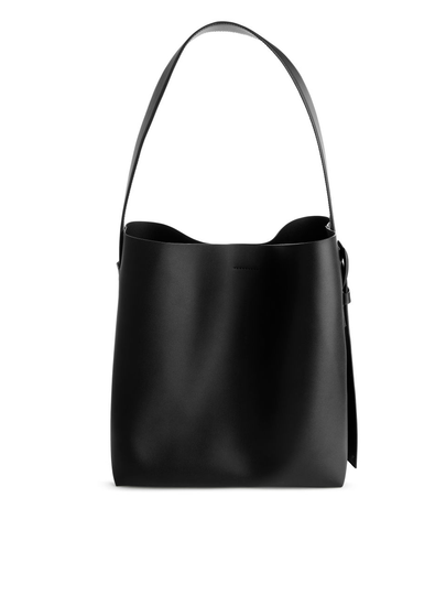Rigid Leather Tote - Black