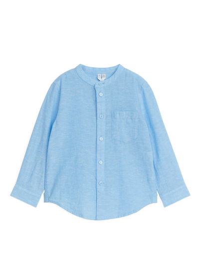 Banded Collar Shirt - Blue