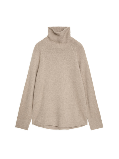 Raglan-Sleeve Cashmere Roll-Neck Jumper - Beige
