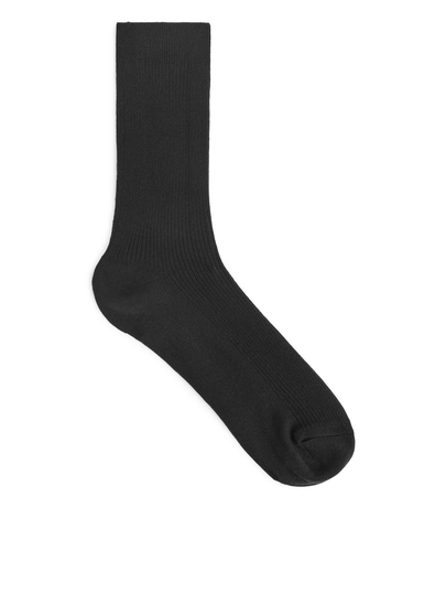 Cotton Rib Socks - Black