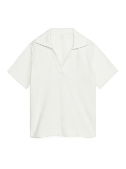 Towelling Polo Shirt - White