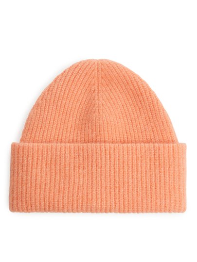 Half-Cardigan Alpaca Merino Beanie - Orange