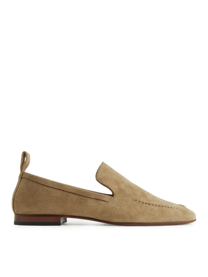 Suede Loafers - Beige